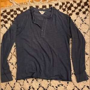 rag & bone Blue Long-Sleeve Henley Tee